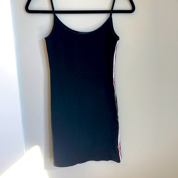 Black Mini Dress with Red/White Stripe - Picture 1 of 6